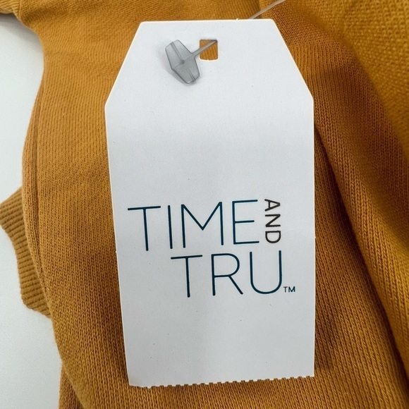 NWT Time And Tru Mustard Yellow Boxy Balloon Sleeve Crop Shirt Size L Women's - Picture 7 of 7